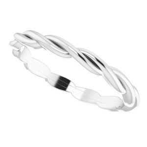14K White Woven-Design Band Size 8 - BN & CO JEWELRY