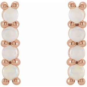 14K Rose Natural White Ethiopian Opal Bar Earrings - BN & CO JEWELRY