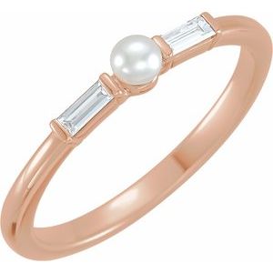 14K Rose Cultured Seed Pearl & 1/8 CTW Natural Diamond Ring - BN & CO JEWELRY