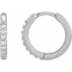 14K White 1/8 CTW Natural Diamond 12.5 mm Huggie Earrings - BN & CO JEWELRY