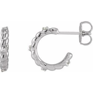 14K White .03 CTW Natural Diamond Rope Huggies - BN & CO JEWELRY