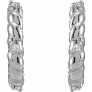 14K White .03 CTW Natural Diamond Rope Huggies - BN & CO JEWELRY