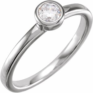 14K White 1/4 CT Lab-Grown Diamond Bezel-Set Ring - BN & CO JEWELRY