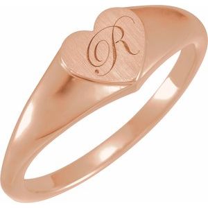 14K Rose 6.4 mm Heart Signet Ring - BN & CO JEWELRY