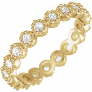 14K Yellow 1/2 CTW Natural Diamond Rose-Cut Eternity Band Size 7 - BN & CO JEWELRY