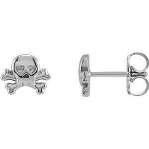 Sterling Silver Petite Skull & Crossbones Earrings - BN & CO JEWELRY