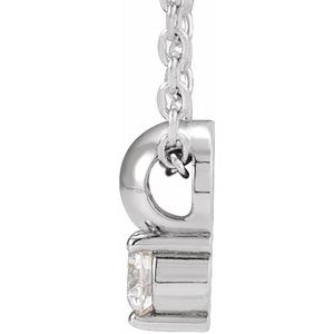 14K White .06 CT Natural Diamond Bead 16-18" Necklace - BN & CO JEWELRY