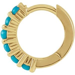 14K Yellow 12.2 mm Natural Turquoise Single Huggie Hoop Earring - BN & CO JEWELRY