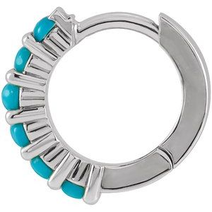 Sterling Silver 12.2 mm Natural Turquoise Single Huggie Hoop Earring - BN & CO JEWELRY