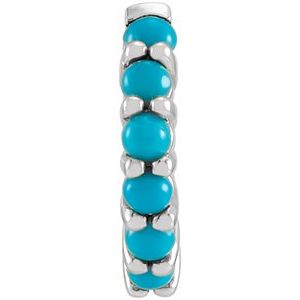 Sterling Silver 12.2 mm Natural Turquoise Single Huggie Hoop Earring - BN & CO JEWELRY
