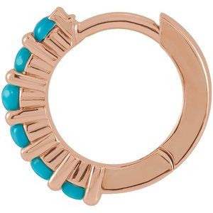 14K Rose 12.2 mm Natural Turquoise Single Huggie Hoop Earring - BN & CO JEWELRY