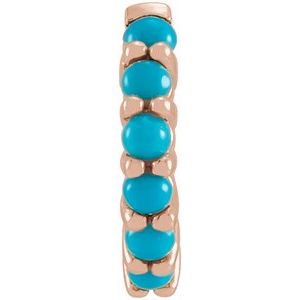14K Rose 12.2 mm Natural Turquoise Single Huggie Hoop Earring - BN & CO JEWELRY