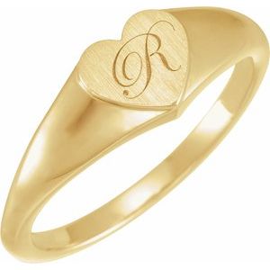 14K Yellow 6.4 mm Heart Signet Ring - BN & CO JEWELRY