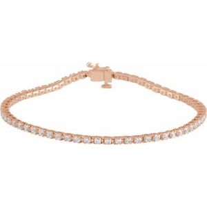 14K Rose 2 CTW Natural Diamond Line 7 1/4" Bracelet - BN & CO JEWELRY