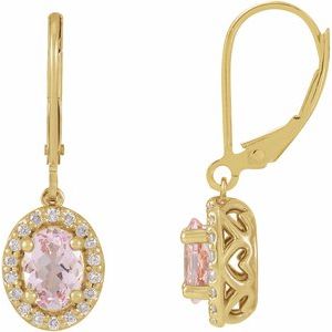 14K Yellow Natural Pink Morganite & 1/8 CTW Natural Diamond Earrings - BN & CO JEWELRY