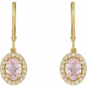 14K Yellow Natural Pink Morganite & 1/8 CTW Natural Diamond Earrings - BN & CO JEWELRY