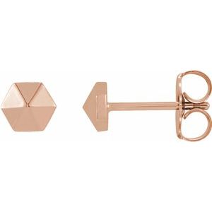 14K Rose Hexagon Earrings - BN & CO JEWELRY