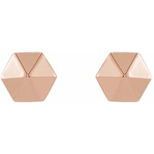 14K Rose Hexagon Earrings - BN & CO JEWELRY
