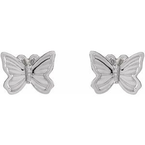 14K White Petite Butterfly Earrings - BN & CO JEWELRY