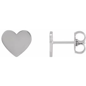 14K White Engravable Heart Earrings - BN & CO JEWELRY
