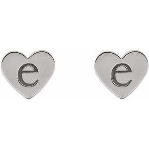 14K White Engravable Heart Earrings - BN & CO JEWELRY