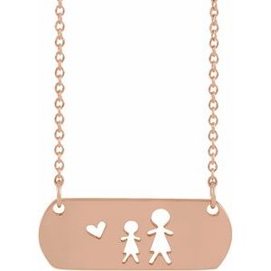 14K Rose Mother & Daughter Stick Figure Family 18" Necklace - BN & CO JEWELRY