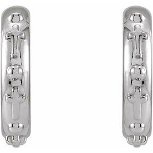 14K White Rosary Huggie Earrings - BN & CO JEWELRY