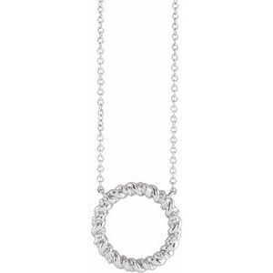 Sterling Silver 14.2 mm Rope Circle 18" Necklace - BN & CO JEWELRY
