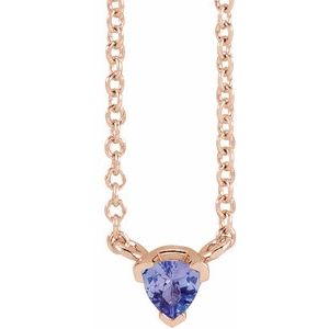 14K Rose Natural Tanzanite Solitaire 18" Necklace - BN & CO JEWELRY