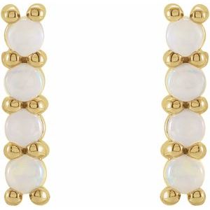 14K Yellow Natural White Ethiopian Opal Bar Earrings - BN & CO JEWELRY