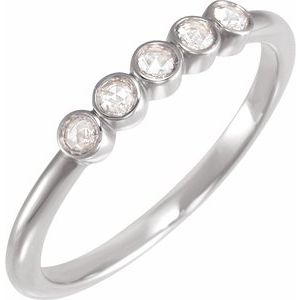 14K White 1/10 CTW Rose-Cut Natural Diamond Stackable Ring - BN & CO JEWELRY