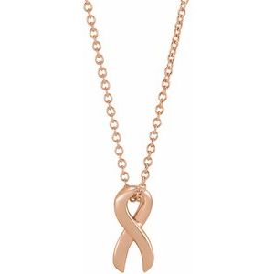 14K Rose Survivor Ribbon 16-18" Necklace - BN & CO JEWELRY