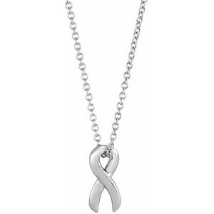 Sterling Silver Survivor Ribbon 16-18" Necklace - BN & CO JEWELRY