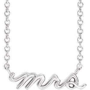 Sterling Silver Mrs 16" Necklace - BN & CO JEWELRY