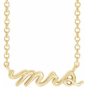 14K Yellow Mrs 18" Necklace - BN & CO JEWELRY