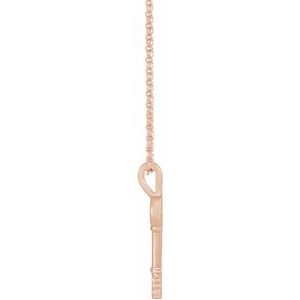 14K Rose 20x6.5 mm Key 16-18" Necklace - BN & CO JEWELRY