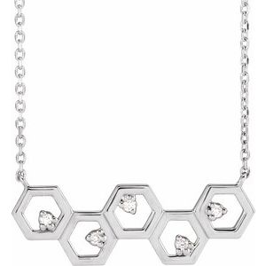 14K White .04 CTW Natural Diamond Honeycomb 18" Necklace - BN & CO JEWELRY
