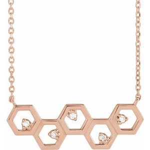 14K Rose .04 CTW Natural Diamond Honeycomb 18" Necklace - BN & CO JEWELRY