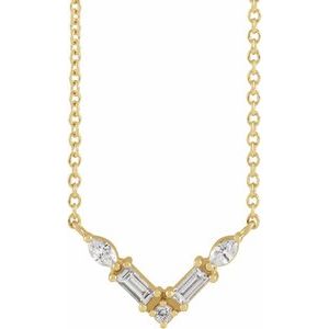 14K Yellow 1/6 CTW Natural Diamond V 18" Necklace - BN & CO JEWELRY