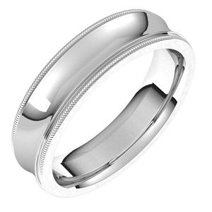 14K White 5 mm Milgrain Concave Comfort Fit Band Size 11 - BN & CO JEWELRY
