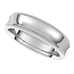 14K White 5 mm Milgrain Concave Comfort Fit Band Size 11 - BN & CO JEWELRY