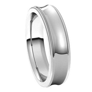 14K White 5 mm Milgrain Concave Comfort Fit Band Size 10 - BN & CO JEWELRY
