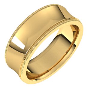14K Yellow 7 mm Milgrain Concave Comfort Fit Band - BN & CO JEWELRY