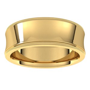 14K Yellow 7 mm Milgrain Concave Comfort Fit Band - BN & CO JEWELRY