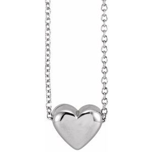 Sterling Silver Puffy Heart 16-18"Necklace - BN & CO JEWELRY