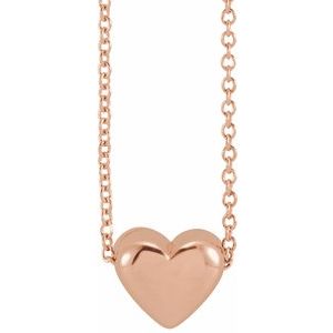 14K Rose Puffy Heart 16-18"Necklace - BN & CO JEWELRY