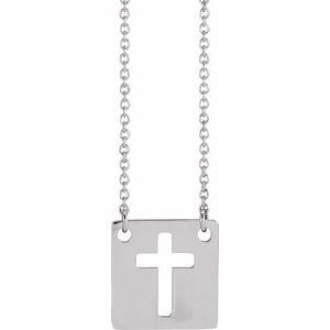 Sterling Silver Geometric Pierced Cross 18" Necklace - BN & CO JEWELRY
