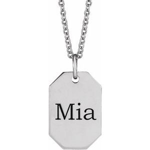 Sterling Silver 16.37x9.17 mm Engravable Dog Tag 16-18" Necklace - BN & CO JEWELRY