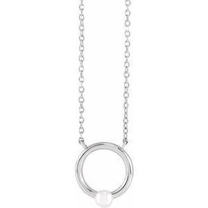 Sterling Silver Cultured Seed Pearl Circle 18" Necklace - BN & CO JEWELRY