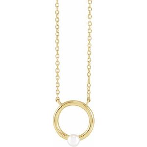 14K Yellow Cultured Seed Pearl Circle 18" Necklace - BN & CO JEWELRY